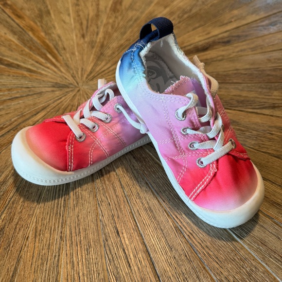 Roxy girls size 10 Bayshore slip on sneakers pink blue hombre like new kids shoe - Picture 1 of 10